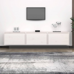 Szafki pod TV, 3 szt., białe, lite drewno sosnowe