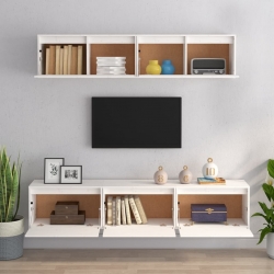 Szafki pod TV, 5 szt., białe, lite drewno sosnowe