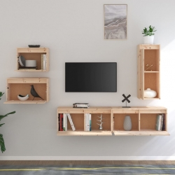 Szafki pod TV, 5 szt., lite drewno sosnowe