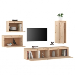 Szafki pod TV, 5 szt., lite drewno sosnowe