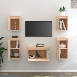 Szafki pod TV, 5 szt., lite drewno sosnowe