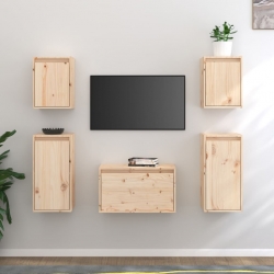 Szafki pod TV, 5 szt., lite drewno sosnowe