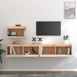 Szafki pod TV, 3 szt., lite drewno sosnowe