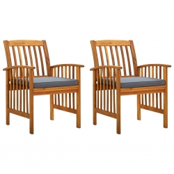 Krzesła ogrodowe z poduszkami, 2 szt., lite drewno akacjowe