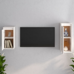 Szafki pod TV, 2 szt., białe, lite drewno sosnowe