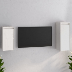 Szafki pod TV, 2 szt., białe, lite drewno sosnowe