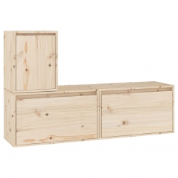 Szafki pod TV, 3 szt., lite drewno sosnowe