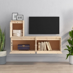 Szafki pod TV, 3 szt., lite drewno sosnowe