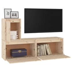 Szafki pod TV, 3 szt., lite drewno sosnowe