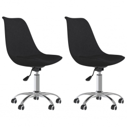 Obrotowe krzesła stołowe, 2 szt., czarne, obite tkaniną