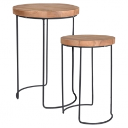 Home&Styling Zestaw 2 stolików bocznych, drewno tekowe