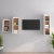 Szafki pod TV, 3 szt., białe, lite drewno sosnowe