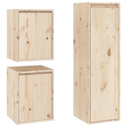 Szafki pod TV, 3 szt., lite drewno sosnowe