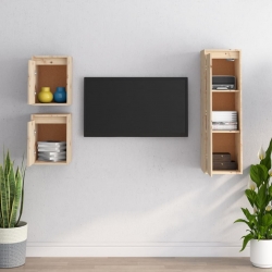 Szafki pod TV, 3 szt., lite drewno sosnowe
