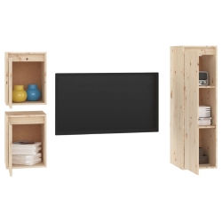 Szafki pod TV, 3 szt., lite drewno sosnowe