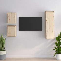 Szafki pod TV, 3 szt., lite drewno sosnowe