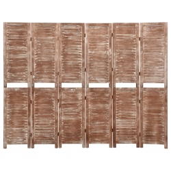 Parawan pokojowy, 6-panelowy, brązowy, 210x165 cm, paulownia