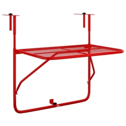 Stolik balkonowy, czerwony, 60x40 cm, stalowy
