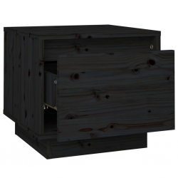 Szafka nocna, czarna, 35x34x32 cm, lite drewno sosnowe
