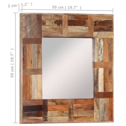 Lustro ścienne w ramie z litego drewna odzyskanego, 50x50 cm