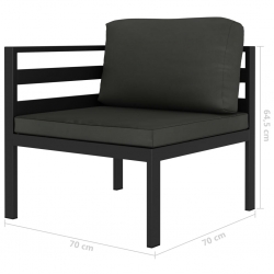 2-częściowa sofa z poduszkami, aluminium, antracytowa