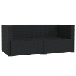 2-osobowa sofa z poduszkami, czarna, polirattan