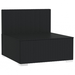 3-osobowa sofa z poduszkami, czarna, polirattan