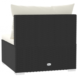 3-osobowa sofa z poduszkami, czarna, polirattan