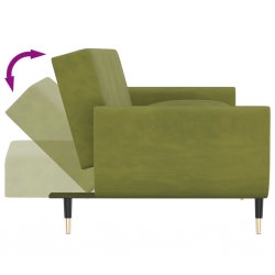 2-osobowa kanapa z 2 poduszkami, jasnozielona, aksamitna