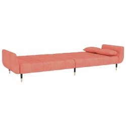 2-osobowa kanapa z 2 poduszkami, różowa, aksamitna