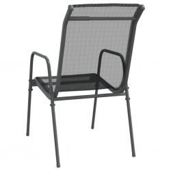 Krzesła ogrodowe, 2 szt., stal i tworzywo textilene, czarne