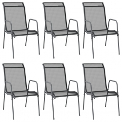 Krzesła ogrodowe, 6 szt., stal i tworzywo textilene, czarne