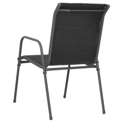 Krzesła ogrodowe, 2 szt., stal i tworzywo textilene, czarne