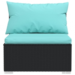 3-osobowa sofa ogrodowa z poduszkami, czarna, polirattan