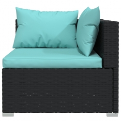 3-osobowa sofa ogrodowa z poduszkami, czarna, polirattan