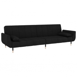 2-osobowa kanapa z 2 poduszkami, czarna, aksamitna
