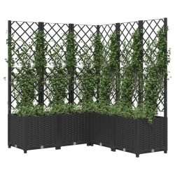 Donica ogrodowa z kratką, czarna, 120x120x136 cm, PP