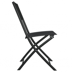 Składane krzesła ogrodowe, 2 szt., czarne, stal i textilene