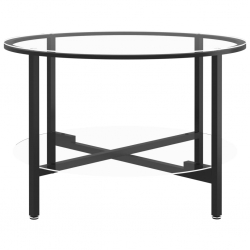 Stolik herbaciany, czarna rama i szkło hartowane, 70 cm