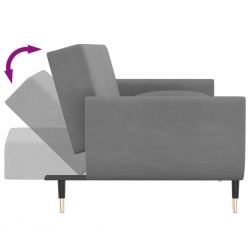 2-osobowa kanapa z 2 poduszkami, jasnoszara, aksamitna