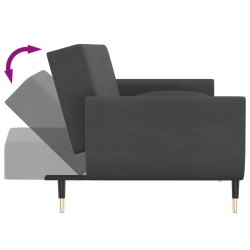 2-osobowa kanapa z 2 poduszkami, ciemnoszara, aksamitna