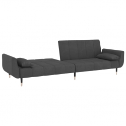 2-osobowa kanapa z 2 poduszkami, ciemnoszara, aksamitna