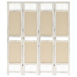 338559 4-Panel Room Divider Cream 140x165 cm Fabric