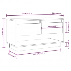 Szafka pod telewizor, 74x34x40 cm, lite drewno sosnowe