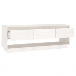 Szafka pod TV, biała, 110,5x34x40 cm, lite drewno sosnowe