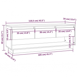 Szafka pod TV, biała, 110,5x34x40 cm, lite drewno sosnowe