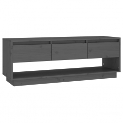 Szafka pod TV, szara, 110,5x34x40 cm, lite drewno sosnowe