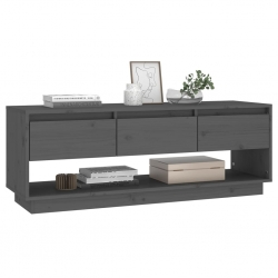 Szafka pod TV, szara, 110,5x34x40 cm, lite drewno sosnowe