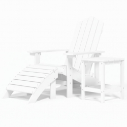 Krzesło Adirondack z podnóżkiem i stolikiem, HDPE, białe