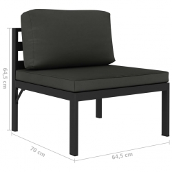 8-cz. zestaw wypoczynkowy, poduszki, aluminium, antracyt
